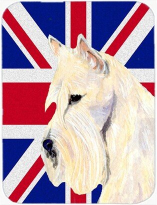 SS4972LCB Scottish Terrier Wheaten With English Union Jack British Flag Glass Cutting Board