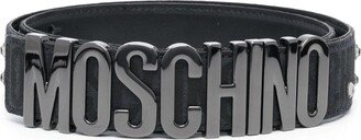 Logo-Buckle Leather Belt-BO