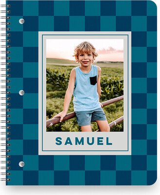 Notebooks: Checkerboard Frame Large Notebook, 8.5X11, Blue
