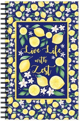 Notebooks: Live Life With Zest - Lemon Slices & Flowers Notebook, 5X8, Yellow