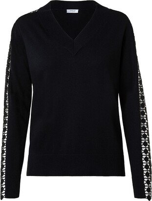 Dot Guipure V-Neck Sweater