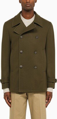 Military green double-breasted coat