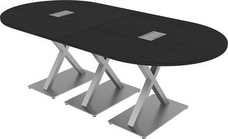 Skutchi Designs, Inc. 8 Person Racetrack Conference Table With X Bases Electrical Modules