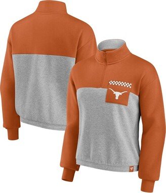 Women's Branded Texas Orange, Heathered Gray Texas Longhorns Sideline to Sideline Colorblock Quarter-Zip Jacket - Texas Orange, Heathered Gra