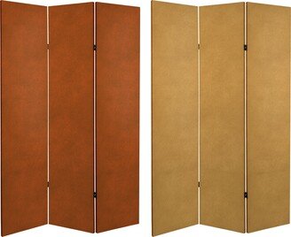 6 ft. Tall Double Sided Leather Pattern Print Canvas Room Divider