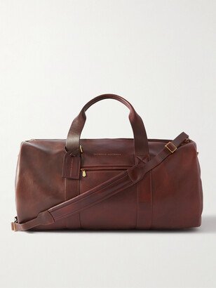 Vitello Nuvolato Logo-Print Leather Duffle Bag