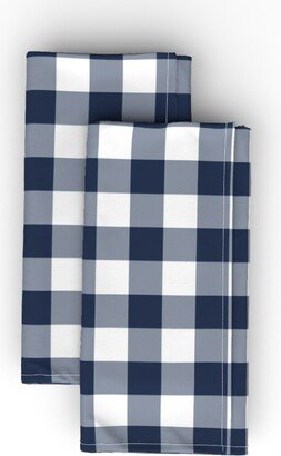 Cloth Napkins: Gingham Check - Navy And White Cloth Napkin, Longleaf Sateen Grand, Blue