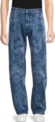 High Rise Floral Jeans