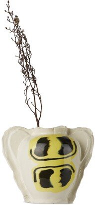 DUM KERAMIK Off-White & Yellow Stacked Smiley Vase