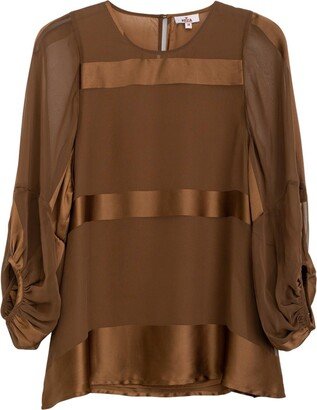 Niza Long Sleeve Blouse With Belt Brown