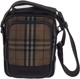 Freddie Check Printed Zipped Messenger Bag