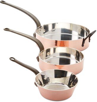 Duparquet Copper Cookware Solid Copper Silver-Lined Pans, Set of 3