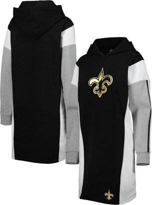 Women's G-iii 4Her by Carl Banks Black New Orleans Saints Bootleg Long Sleeve Hoodie T-shirt Dress