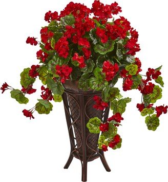 Geranium Artificial Plant in Stand Planter