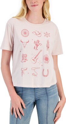 Juniors' Western Grid Short-Sleeve T-Shirt