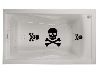 Bathtub Non-Skid Skull Decals, Danger Warning Sign For Slippery Surfaces, Tub, Pools, Shower, Durable Material - Enhances Safety A218