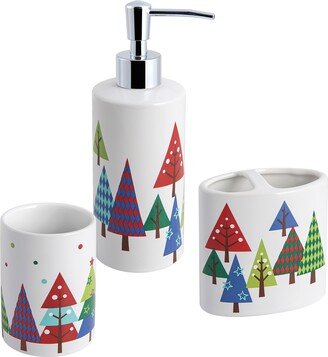 Allure Home Creations Christmas Tree 3pc Set Lotion Pump/Toothbrush Holder/Tumbler - 3pc bath accessory set