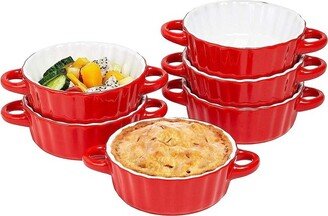 Black Ceramic Ramekin Baking, Set Of 6 Red