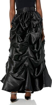 Daisy Corsets Women's Plus Size Black Satin Pick-Up Long Skirt