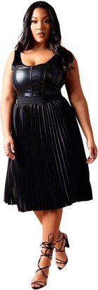 Rebdolls Womens Midi Plaeted Skirt - Black - 3X