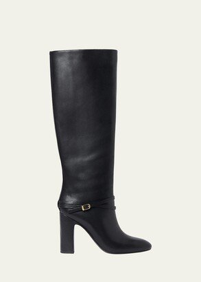 Solana Leather Buckle Knee Boots-AA