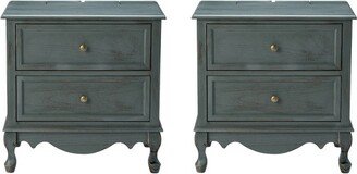 Set of 2 Galatea 24 Tall 2 - Drawer Nightstand with Two Drawers | KARAT HOME-BLUE