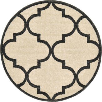 Bayshore Home Arbor Arb3 3' 3 x 3' 3 Round Area Rug - Beige/black