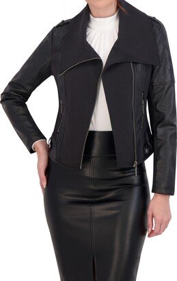 Ookie & Lala Mix Quilt Faux Leather Drape Jacket