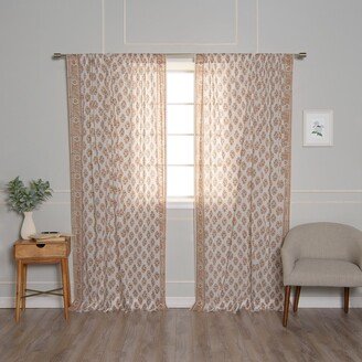 Aurora Home Floral Medallion Cotton Voile Curtains - 84