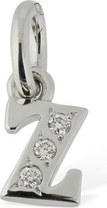 18KT White gold Z charm w/ diamonds