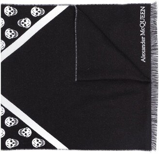 Skull-Print Wool Scarf