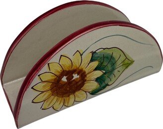 Ceramic Napkin Holder | Cocktail Tray For Kitchen Sunflower Pottery Made in Italy Vietri Amalfi Coast Ceramics