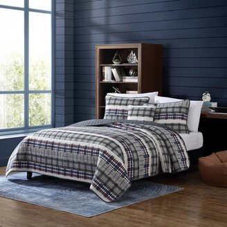 Marina Cove Grey Full/queen Reversible Quilt & Sham Bonus Set