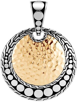 Dot Hammered 18K Yellow Gold & Sterling Silver Round Enhancer Pendant