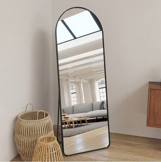 Muse Oversize Floor Mirror,Black Arch Full Length Mirror With Aluminum Alloy Framed Full Length Mirror for Hanging or Standing-The Pop Home