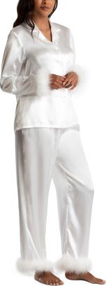 Women's Marabou Feather Satin Pajama Set