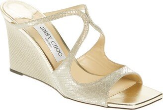 Anise Lizard Embossed Strappy Slide Wedge Sandal