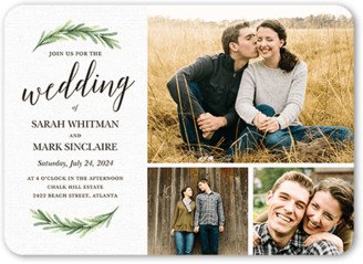 Wedding Invitations: Arched Greenery Wedding Invitation, Gray, 5X7, Matte, Signature Smooth Cardstock, Rounded