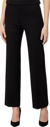 Ponte Wide Leg Pull-On Pants (Black) Women's Clothing