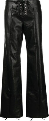 Lace-Up Faux-Leather Trousers-AA