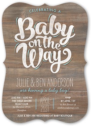 Baby Shower Invitations: Baby Boy On The Way Baby Shower Invitation, Grey, Matte, Signature Smooth Cardstock, Bracket