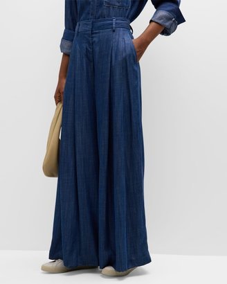 TWP New Didi Wide-Leg Chambray Pants