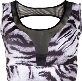 Tiger-Print Logo Sports Bra