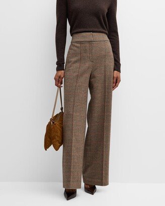 The Barnet High-Rise Wide-Leg Plaid Pants