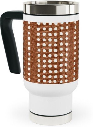 Travel Mugs: Dotty Boho Geometric - Ginger Travel Mug With Handle, 17Oz, Orange