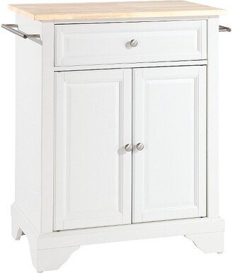 LaFayette Natural Wood Top Portable Kitchen Island - White