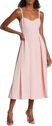 Faille Sweetheart Pleated Midi-Dress