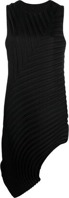 Asymmetric Pleated Midi Dress