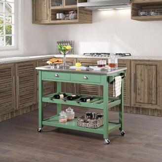 Carolina Kitchen Island with Stainless Steel Top Green