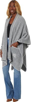 Shawl Collar Ruana with Whip Stitch (Medium Grey Heather) Women's Coat